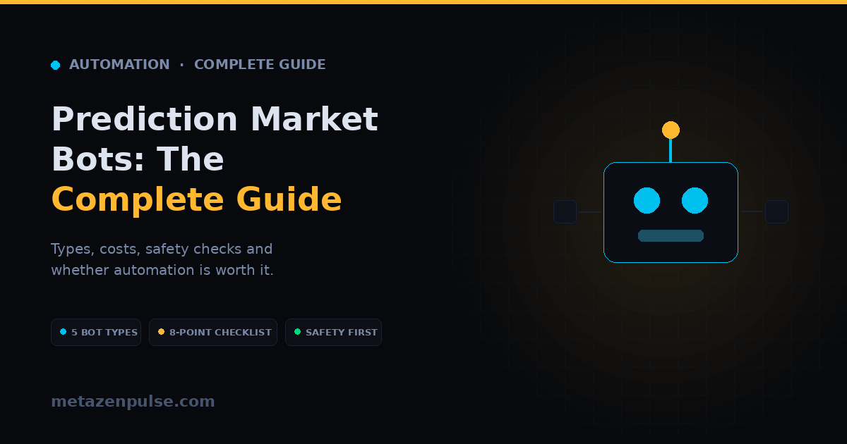 Prediction market bots guide — types of automation for Polymarket and Kalshi, costs, safety and evaluation