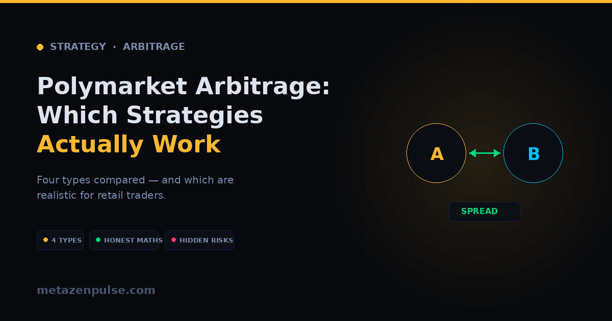 Polymarket arbitrage strategies explained — complementary, cross-platform, temporal and correlated market arbitrage